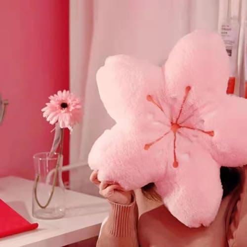GEXUANCHEN Cherry Blossom Plush Throw Pillow Living Room Sofa Pillow Flower Chair Cushion Throw Pillow (15.74 * 15.74, Pink) thumbnail 3