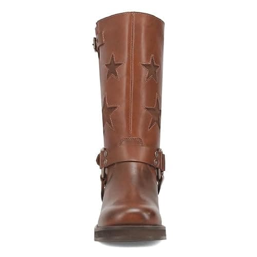 KISTANIA Women's Knee High Riding Boots Square Toe Chunky Heel Fashion Buckle Belts Cowboy Cowgirl Moto Boots with Stars thumbnail 4