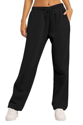 AUTOMET Women's Wide Leg Sweatpants Fleece Lined Baggy Straight Leg Lounge Pants Fall Outfits Athletic Joggers with Pockets - Image 1