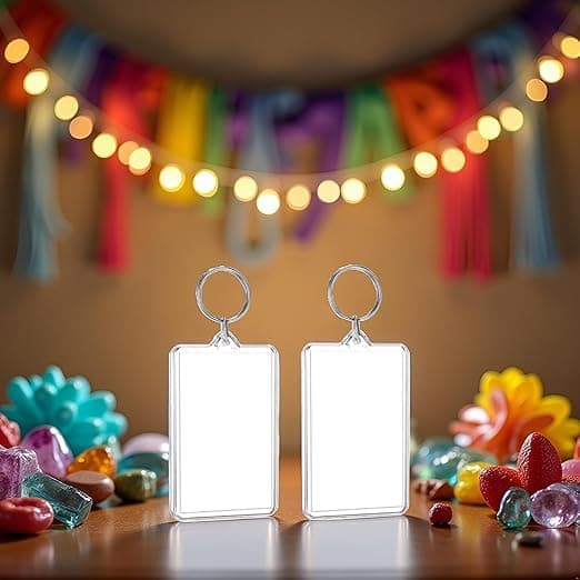 2pcs Clear Plastic Picture Frame Keychain Rectangle Shapes Blank Photo Keychains Photo Display Plastic Blank Keychain Clip Photo Holders Photo Albums, Frames and Accessories thumbnail 2