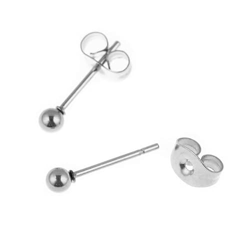 Memsion Stainless Steel Earrings Hypoallergenic Earrings, Ball Stud Silver Stud Earrings Set for Women Men Girls, Nickel Free Earrings thumbnail 5