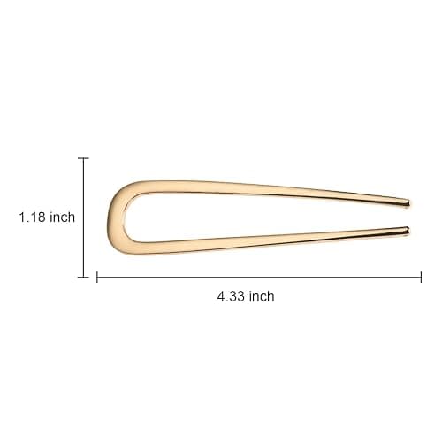 2 Pcs Metal French Hair Pins, French Twist Hair Pin for Buns, U Shaped French Pins for Women Girls, Hair Sticks, Hair Fork - 2*Gold thumbnail 5