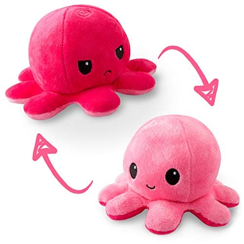 TeeTurtle - The Original Reversible Octopus Plushie - Light Pink + Dark Pink - Cute Sensory Fidget Stuffed Animals That Show Your Mood - Image 1