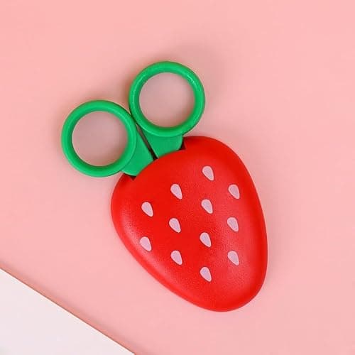 AKOAK 1 Count Paper Scissors, Children's Safety Paper Cuttings Scissors, Creative Fruit Scissors and Refrigerator Magnets are the Home Decorations for Students/Children (Strawberry) thumbnail 6