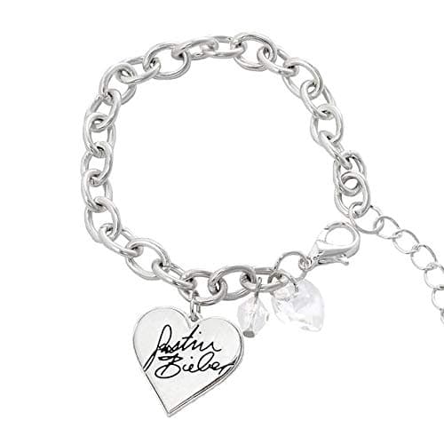 Justin Bieber Signature Heart Charm Bracelet - Image 1