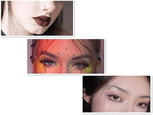 JFORYOU Fake Eyebrow Ring Fake Lip Labret Studs Replacement Balls Spike with 100pcs Sticker Non-Piercing Body Jewelry Fake Skin Piercing thumbnail 5