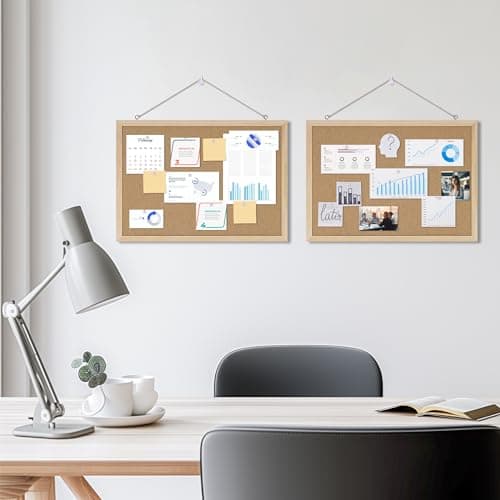 DAHAPYBOO Cork Board Bulletin Board 2 Pack,17"X12" Cork Board for Office with Pin Oak Wood Boards,Hanging Corkboards for Office Home School Message Board or Vision Board Decoration thumbnail 4