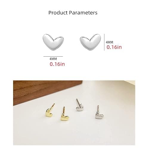 20g Mini Heart Sterling Silver Hypoallergenic Pierced Earrings for Women Girls Teens Minimalist Love Hearted Bead Stud Tiny Small Cartilage Tragus Post Pin Cute Birthday Christmas Thanksgiving Jewelry Gifts thumbnail 5