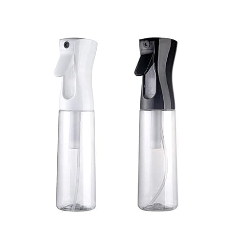 Continuous Hair Spray Bottle 6.8oz (200ml), 2 PCS Empty Fine Mist Spray Bottle for Hair Styling Cleaning Plants Skin Care Pets(Black & White) - Image 1