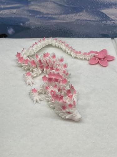 Generic 3D Printed Dragon, 12"" Pink and White Cherry Blossom Dragon , Fidget ADHD Autism Sensory Toy, Executive Desk Toy D016-DR - Image 1