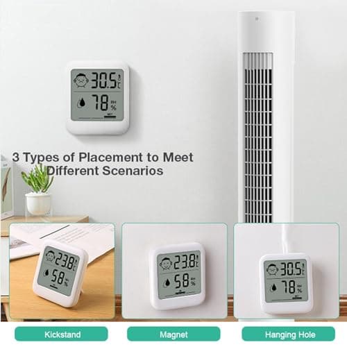 HATUSOKU Digital Thermometer and Hygrometer with Comfort Face Display, Hygrometer, Stand, Magnet, Hanging, Simple, Infectious Disease Prevention, Heat Stroke Prevention (Simple, No Clock) thumbnail 6