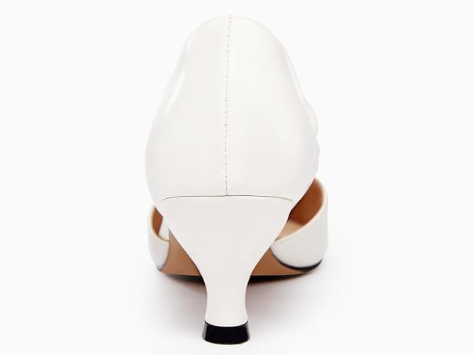 Coutgo Womens Low Kitten Heel Dress Shoes Pointed Toe Slip on Ankle Strap Cutout Elegant Party Wedding Pumps thumbnail 5
