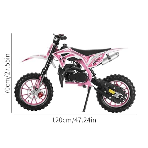 50CC Kids Dirt Bike, 2-Stroke Dirt Bike for Kids,Gas Power Motocross, Off Road Mini Motorcycle, Gas Bike Load 330Lbs Springs Soft Seat Cushion Pocket Motorbike with Front Rear Disc Brakes Pink thumbnail 5