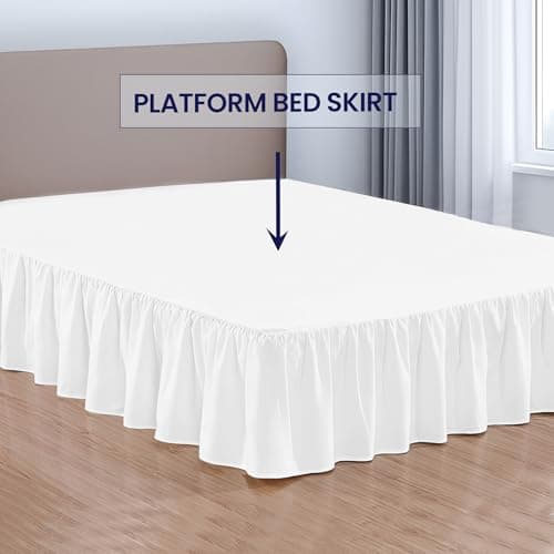 SGI bedding 20 Inch Drop Ruffled Bed Skirt Queen Size - Classic Gathered Styling, Platform Style Dust Ruffle with Secure Fit, Split Corners, Wrinkle-Resistant Microfiber - White thumbnail 2
