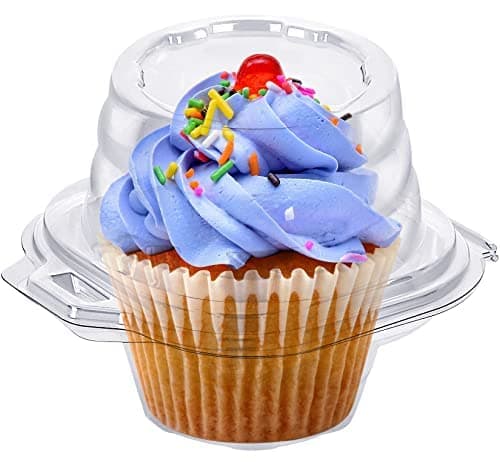 HIMETSUYA Cupcake Boxes Individual Cupcake Containers 50 Packs | Clear Plastic Cupcake Carrier for Muffin Cupcake Holders with Lids, High Topping, Thicker, Stackable - Image 1