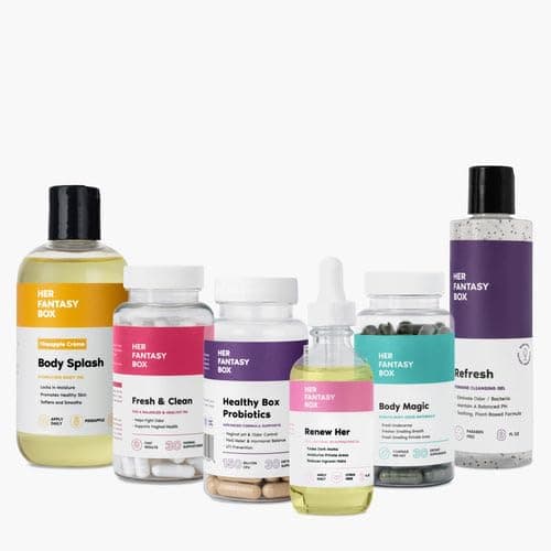 Her Fantasy Box | Ultimate Glow-Up Kit | Probiotics, Chlorophyll Capsules, Suppositories, Body Oil, Yoni Oil & pH Shower Gel – Detox, Hydration & Feminine Wellness Bundle - Image 1