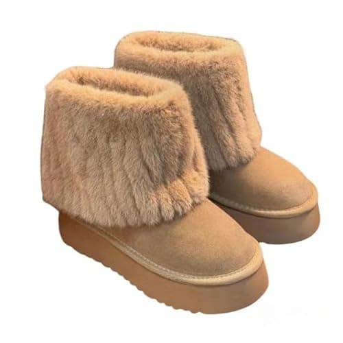 GBGRHM Women's Faux Fur Boot Snow Shoes 1.5-Inch Platform Fuzzy and Plush Warm Winter Shoes Y2K Aesthetic Cute Stuff - Image 1