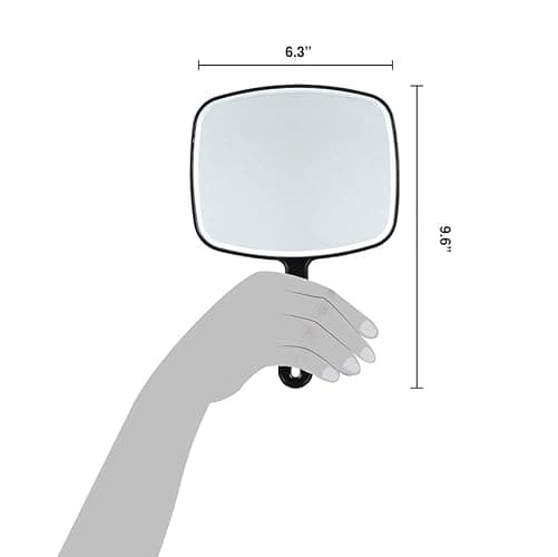 ForPro Professional Collection Premium Hand Mirror with Handle, 6.3" W x 9.6" L, Multi-Purpose Handheld Mirror with Distortion-Free Reflection, Black thumbnail 3