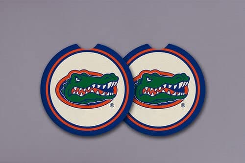 Florida Gators Football Car Coasters Set of 2 - Official NCAA Absorbent Ceramic Cup Holder Liners, Durable Team Auto Accessories for Fans, Blue & Orange - Magnolia Lane - Image 1