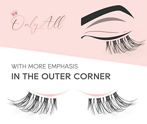 Onlyall Natural Lashes Half Lashes Natural Look False Wispy Eyelashes Clear Band Lashes Pack 3D Faux Mink Lashes 7 Pairs C03 thumbnail 4