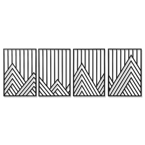 AMAATE Black Metal Wall Art, 4 Pieces Minimalist Geometric Mountain Line Art Sculpture, Hollowed Out Abstract Modern Metal Hanging Decor for Living Room Bedroom Office 14.6" X 22.5" in thumbnail 7
