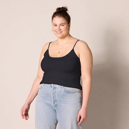 Amazon Essentials Women's Slim-Fit Camisole for Layering and Everyday Wear, Pack of 4, Black, Medium thumbnail 6
