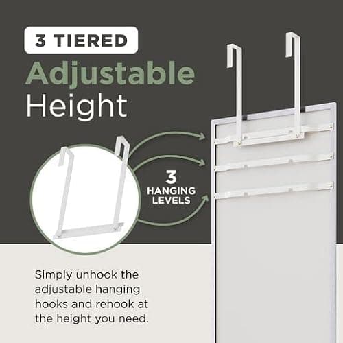 Mirrotek - Full Length Adjustable Over The Door Mirror Siver Aluminum Finish - Hanging Mirror Full Length - Silver thumbnail 5