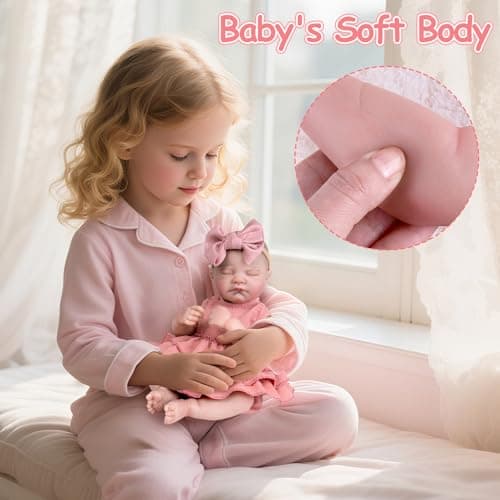 UOFTKIZ Realistic Reborn Baby Dolls - 20" Real Baby Girl Doll, Lifelike Newborn with Soft Cloth Body and Feeding Accessories, Nurturing Play, Collection Gift for Kids 3+, Grandparents, Newparents thumbnail 6
