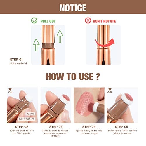 Liquid Blush Beauty Wand, Liquid Blush, Blush stick, Liquid Blush for Cheeks, Contour Beauty Wand, Natural Smooth Creamy Highlight Matte Liquid Blush Stick with Soft Cushion Applicator (Contour Stick#1) - Contour Stick#1 - 1 Fl Oz (Pack of 1) thumbnail 3