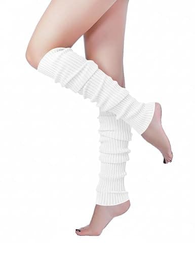 v28 Long Leg Warmer, Women’s Men 80s Party Ribbed Knit Dance Sports - Image 1
