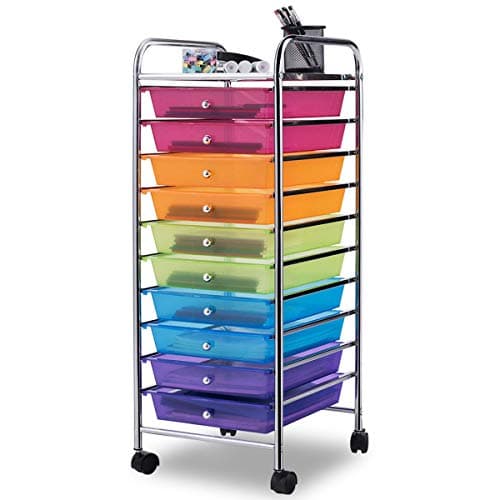 Giantex 10 Drawer Rolling Storage Cart Scrapbook Paper Office School Organizer (Multicolor) - Image 1