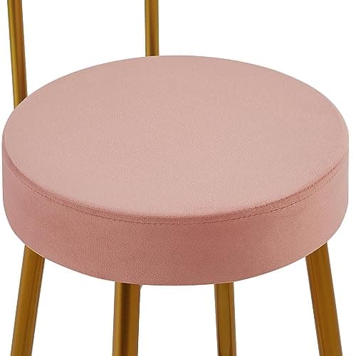 Yaheetech Velvet Barstools, 26'' Counter Height Velvet Stools for Kitchen Counter with Backrest and Footrest, Modern Gold Barstools, Pink, Set of 4 thumbnail 6