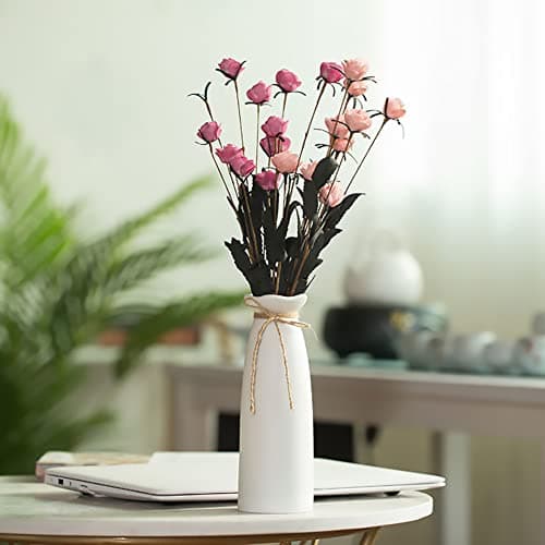 White Ceramic Vase-Flower Vase Dried Flower Vase for Modern Home Decor, Fit for Foyer Living Room Fireplace Bedroom Kitchen,Decent Gift, 8.27" H thumbnail 2