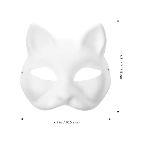 MAELSTROM 10PCS Cat Masks Therian Mask White Blank Animal Mask Base Halloween Costume Masquerade for Holiday Party thumbnail 2