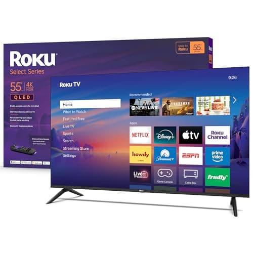 Roku Smart TV 2026 – 55-Inch Select Series, 4K QLED TV – Roku TV with Voice Remote – Flat Screen QLED Television with Wi-Fi for Streaming Live Local News, Sports, & Movies – Bluetooth Headphone Mode - Image 1