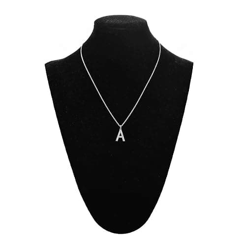 Tarsus Initial Cubic Zirconia Necklace Jewelry Gifts for Women Adjustable Chain 18" + 2" - Silver-A-Diamond style thumbnail 8