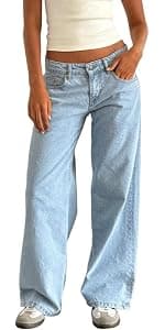 Women's Jeans Mid Waisted Straight Leg Casual Loose Denim ... - Image 1
