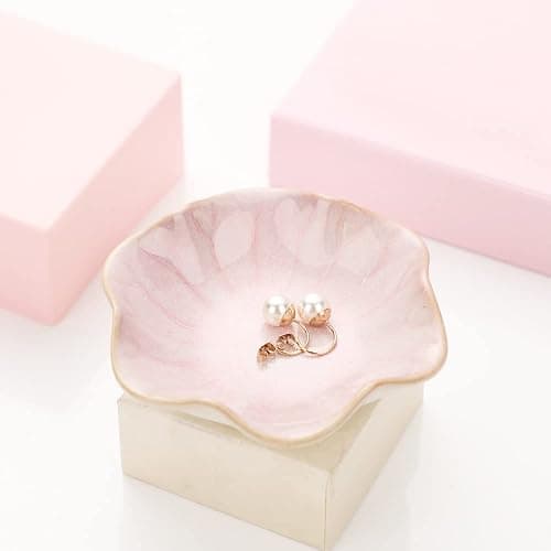 Ceramic jewelry dish, jewelry tray key tray,small ring dish holder Jewelry Plate trinket tray catchall tray nightstand decor for table room decor (Pink, 4.3 Inches) thumbnail 6