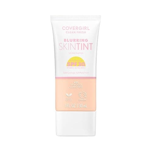 COVERGIRL Clean Fresh Blurring Skin Tint with SPF 30, 405 Fair Cool, Liquid Foundation, Soft Matte Finish, Smooths, Brightens, Blurs Pores, Mineral Sunscreen, Vegan Formula - Image 1