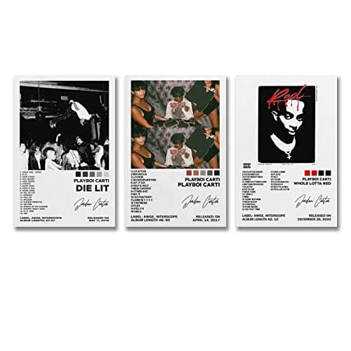 KUCOON Playboi Carti Poster Album Cover Posters Canvas Art Poster Bedroom Decor Posters 08x12inch(20x30cm)-Unframed Set of 3 - Image 1