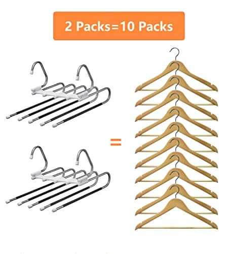 Upgrade Azeroth Pants Hangers 4 Pack Space Saving S-Type Stainless Steel Clothes Pants Hangers,Anti-Slip Design,Clothes Closet Storage Organizer for Pants Jeans Trousers Skirts Scarf thumbnail 7
