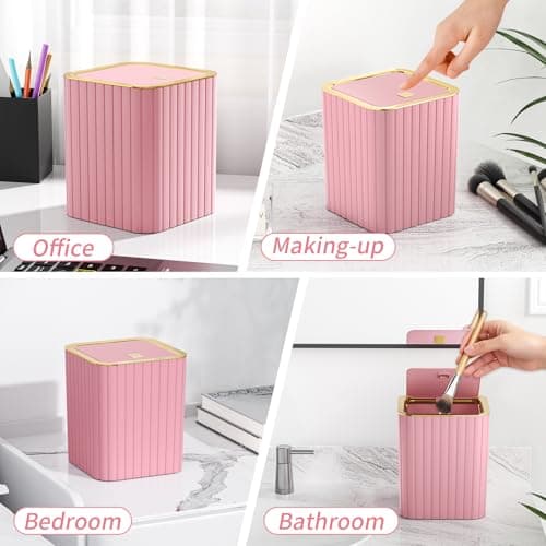 InnJoey Bathroom Accessory Set - Bathroom Set, 12PC Bathroom Accessories Set, Pink Bathroom Accessories Set, Mini Trash Can, Toilet Brush, Trash Can & Soap Dispenser thumbnail 6