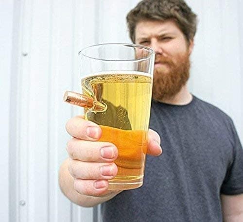 BenShot Pint Glass with Real 0.50BMG Bullet - 16oz | Made in the USA thumbnail 5