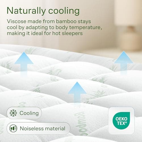 Niagara Sleep Solution Ultra Soft Queen Size Mattress Topper - Rayon Derived from Bamboo Pillow Top Mattress Pad for Back Pain Relief - Naturally Cooling for Hot Sleepers, Green thumbnail 3