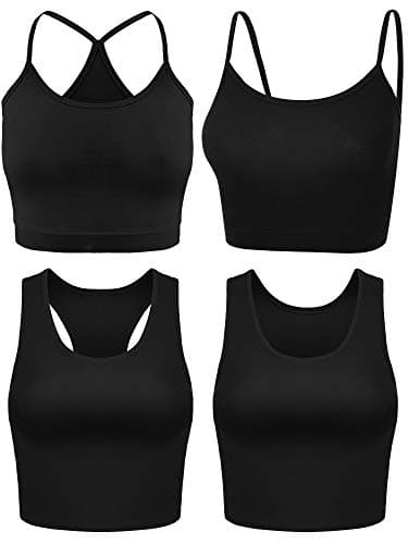 Boao 4 Pieces Crop Tops for Women, Basic Workout Tops Spaghetti Strap Tank Tops Sleeveless Racerback Cami for Sports Gym - Image 1