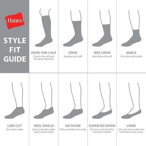 Hanes Men's Double Tough Socks, Crew and Ankle Moisturing Wicking Socks, Black & White, Multi-Packs thumbnail 9