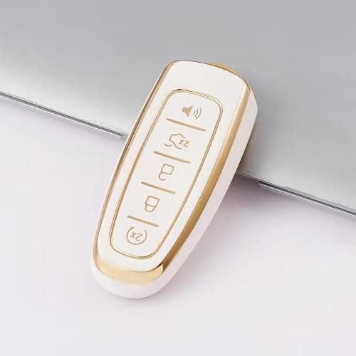 WSAuto Key Fob Cover Keychain Kit Compatible with Ford C-Max Edge Escape Expedition Explorer Flex Focus Taurus Lincoln MKS MKT MKX Navigator Accessories White thumbnail 2