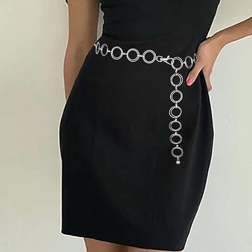 HIQUACC Women's Chain Belt Metal Waist Belt Chunky Belly Link Belt thumbnail 2