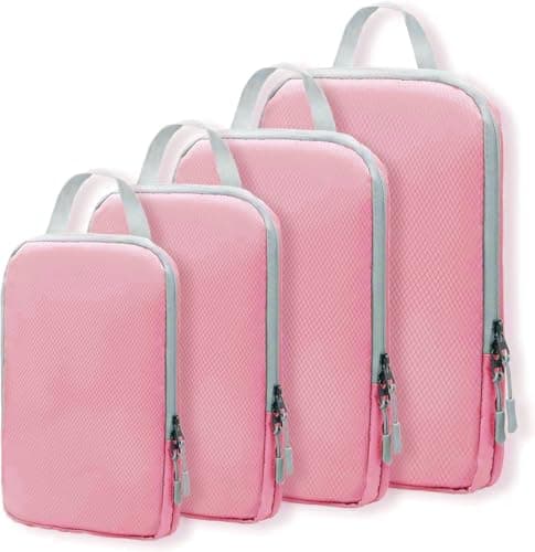 4pcs Packing Cubes, Compression Packing Cubes for Travel compression bags for Packing Organisers Expandable Storage Travel Accessories Luggage-Pink - Image 1