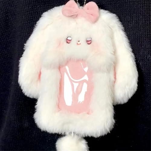 BLULILY Plush Rabbits Card Holder - Soft & Lightweight - Cartoon Design - Unisex - White - Girls thumbnail 7
